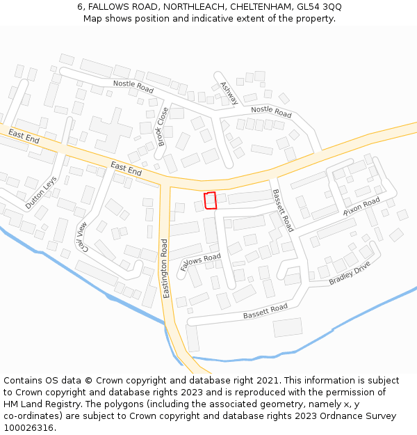 6, FALLOWS ROAD, NORTHLEACH, CHELTENHAM, GL54 3QQ: Location map and indicative extent of plot