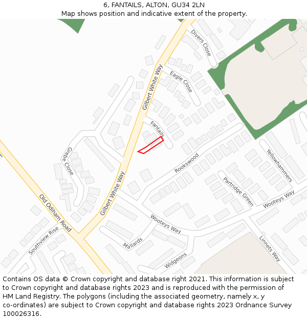 6, FANTAILS, ALTON, GU34 2LN: Location map and indicative extent of plot