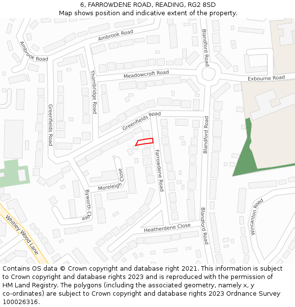 6, FARROWDENE ROAD, READING, RG2 8SD: Location map and indicative extent of plot