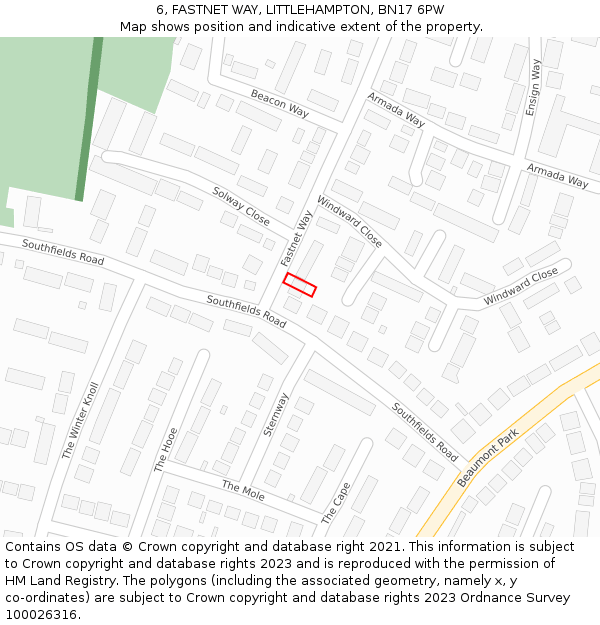 6, FASTNET WAY, LITTLEHAMPTON, BN17 6PW: Location map and indicative extent of plot