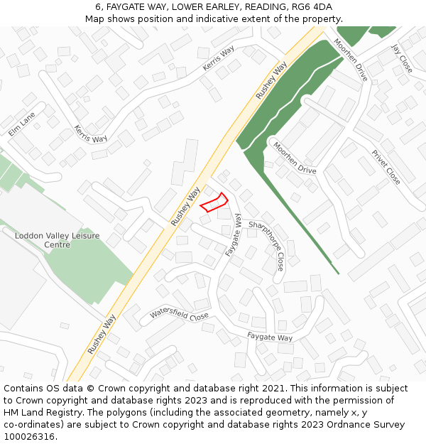 6, FAYGATE WAY, LOWER EARLEY, READING, RG6 4DA: Location map and indicative extent of plot