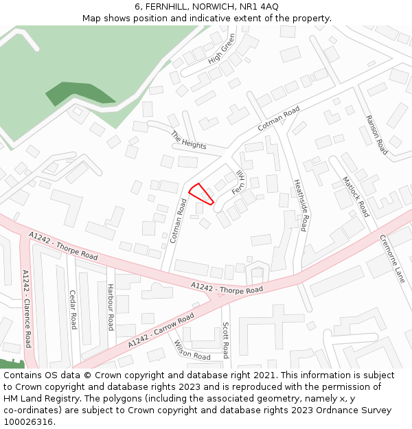 6, FERNHILL, NORWICH, NR1 4AQ: Location map and indicative extent of plot