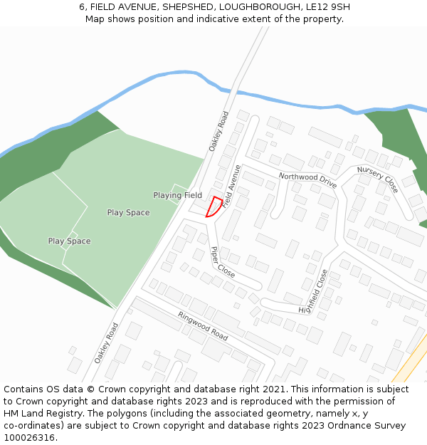 6, FIELD AVENUE, SHEPSHED, LOUGHBOROUGH, LE12 9SH: Location map and indicative extent of plot