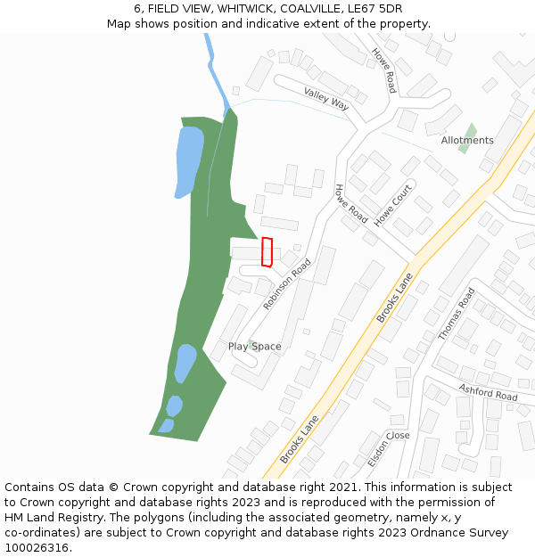 6, FIELD VIEW, WHITWICK, COALVILLE, LE67 5DR: Location map and indicative extent of plot