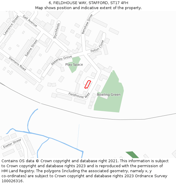 6, FIELDHOUSE WAY, STAFFORD, ST17 4FH: Location map and indicative extent of plot