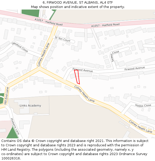 6, FIRWOOD AVENUE, ST ALBANS, AL4 0TF: Location map and indicative extent of plot