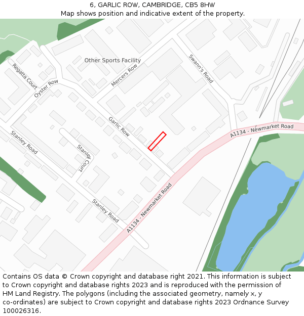 6, GARLIC ROW, CAMBRIDGE, CB5 8HW: Location map and indicative extent of plot