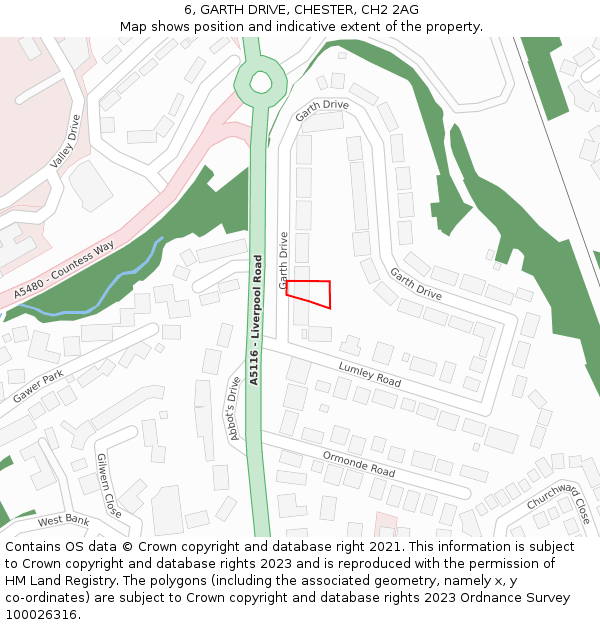 6, GARTH DRIVE, CHESTER, CH2 2AG: Location map and indicative extent of plot