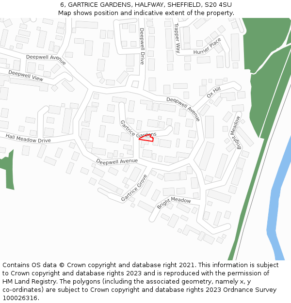 6, GARTRICE GARDENS, HALFWAY, SHEFFIELD, S20 4SU: Location map and indicative extent of plot
