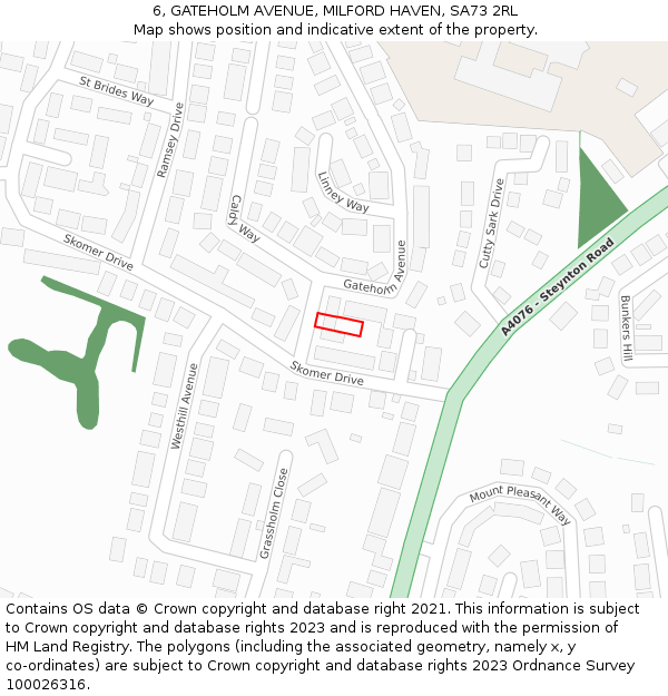6, GATEHOLM AVENUE, MILFORD HAVEN, SA73 2RL: Location map and indicative extent of plot
