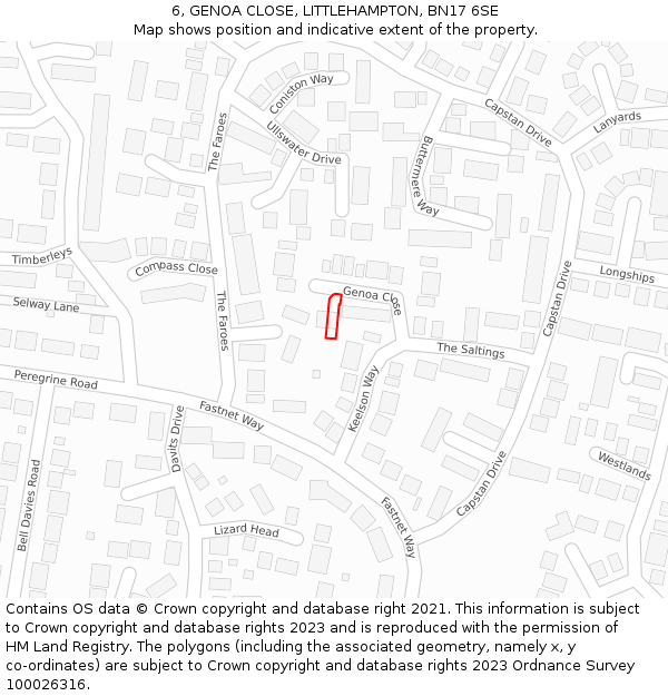 6, GENOA CLOSE, LITTLEHAMPTON, BN17 6SE: Location map and indicative extent of plot