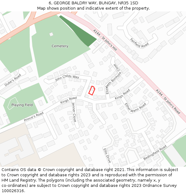 6, GEORGE BALDRY WAY, BUNGAY, NR35 1SD: Location map and indicative extent of plot