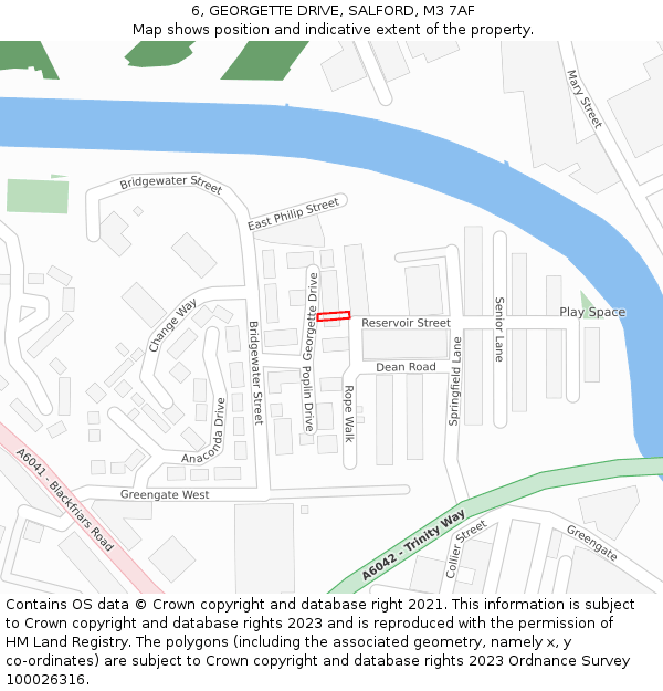6, GEORGETTE DRIVE, SALFORD, M3 7AF: Location map and indicative extent of plot