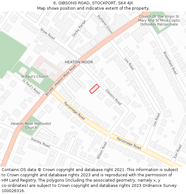 6, GIBSONS ROAD, STOCKPORT, SK4 4JX: Location map and indicative extent of plot