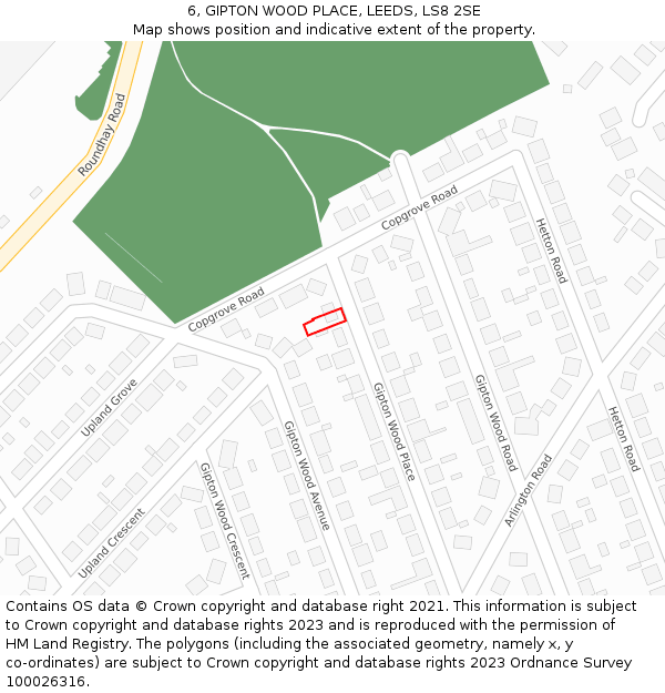 6, GIPTON WOOD PLACE, LEEDS, LS8 2SE: Location map and indicative extent of plot