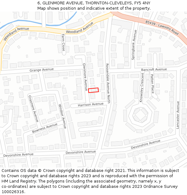 6, GLENMORE AVENUE, THORNTON-CLEVELEYS, FY5 4NY: Location map and indicative extent of plot