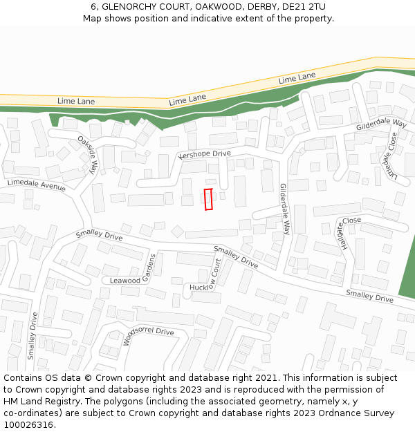 6, GLENORCHY COURT, OAKWOOD, DERBY, DE21 2TU: Location map and indicative extent of plot