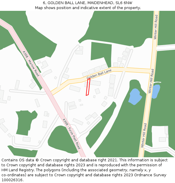 6, GOLDEN BALL LANE, MAIDENHEAD, SL6 6NW: Location map and indicative extent of plot