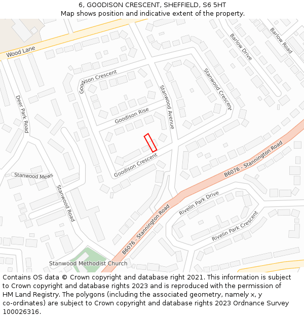 6, GOODISON CRESCENT, SHEFFIELD, S6 5HT: Location map and indicative extent of plot