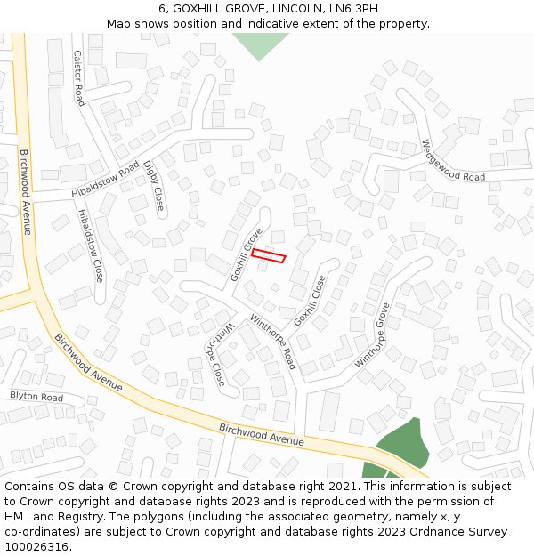 6, GOXHILL GROVE, LINCOLN, LN6 3PH: Location map and indicative extent of plot
