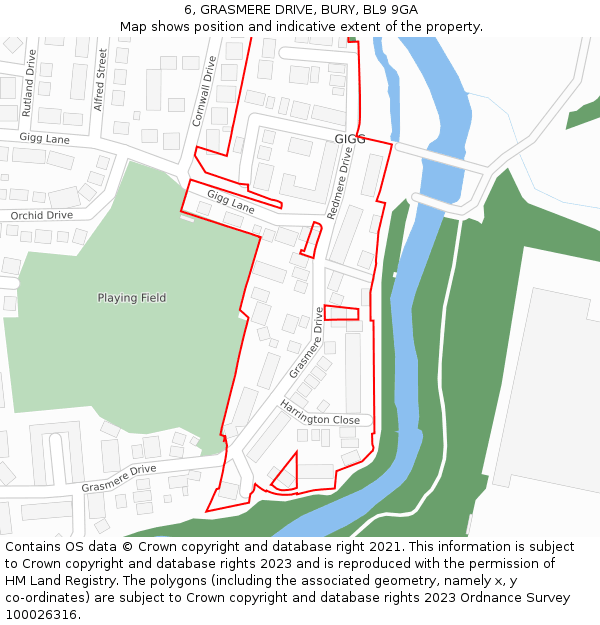 6, GRASMERE DRIVE, BURY, BL9 9GA: Location map and indicative extent of plot