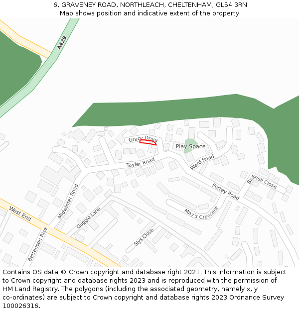 6, GRAVENEY ROAD, NORTHLEACH, CHELTENHAM, GL54 3RN: Location map and indicative extent of plot