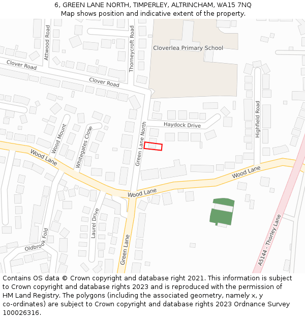 6, GREEN LANE NORTH, TIMPERLEY, ALTRINCHAM, WA15 7NQ: Location map and indicative extent of plot