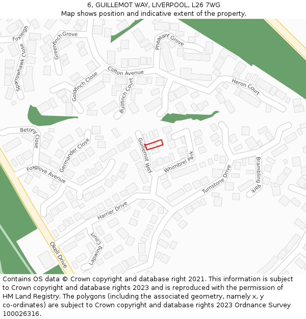 6, GUILLEMOT WAY, LIVERPOOL, L26 7WG: Location map and indicative extent of plot
