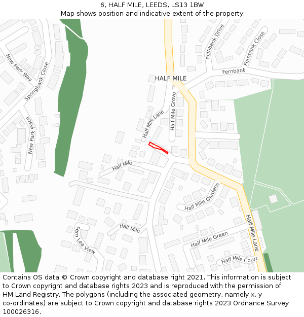 6, HALF MILE, LEEDS, LS13 1BW: Location map and indicative extent of plot