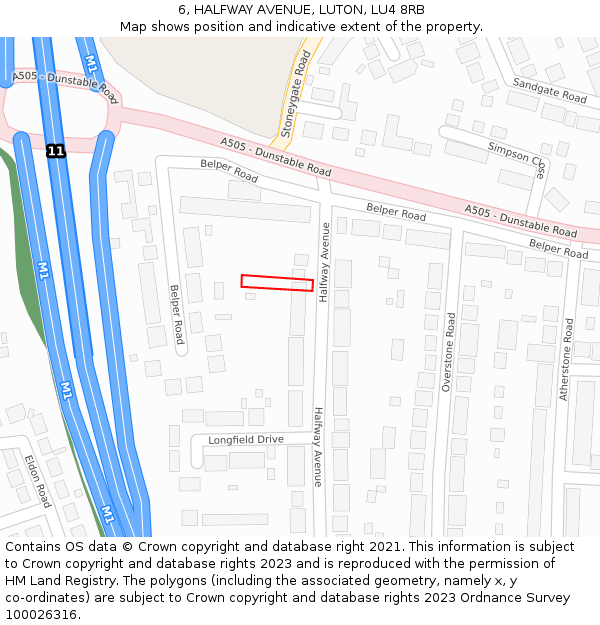 6, HALFWAY AVENUE, LUTON, LU4 8RB: Location map and indicative extent of plot