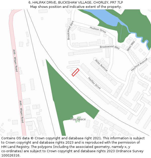6, HALIFAX DRIVE, BUCKSHAW VILLAGE, CHORLEY, PR7 7LP: Location map and indicative extent of plot