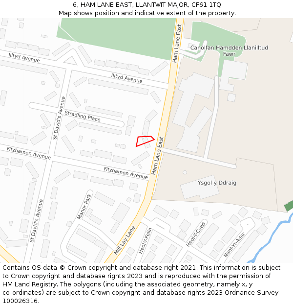 6, HAM LANE EAST, LLANTWIT MAJOR, CF61 1TQ: Location map and indicative extent of plot