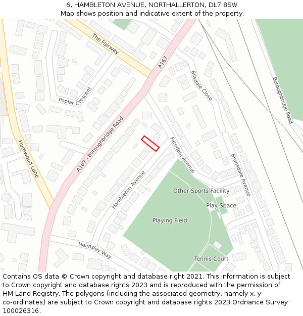 6, HAMBLETON AVENUE, NORTHALLERTON, DL7 8SW: Location map and indicative extent of plot