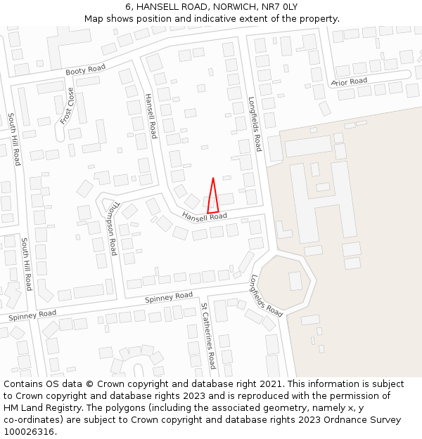 6, HANSELL ROAD, NORWICH, NR7 0LY: Location map and indicative extent of plot