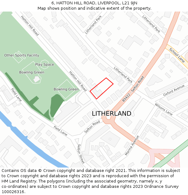 6, HATTON HILL ROAD, LIVERPOOL, L21 9JN: Location map and indicative extent of plot