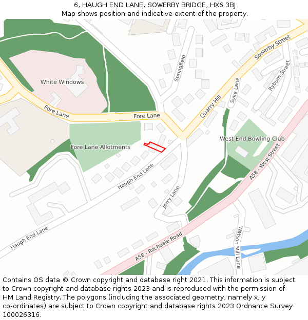 6, HAUGH END LANE, SOWERBY BRIDGE, HX6 3BJ: Location map and indicative extent of plot