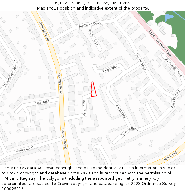 6, HAVEN RISE, BILLERICAY, CM11 2RS: Location map and indicative extent of plot