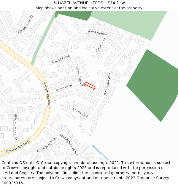 6, HAZEL AVENUE, LEEDS, LS14 2HW: Location map and indicative extent of plot