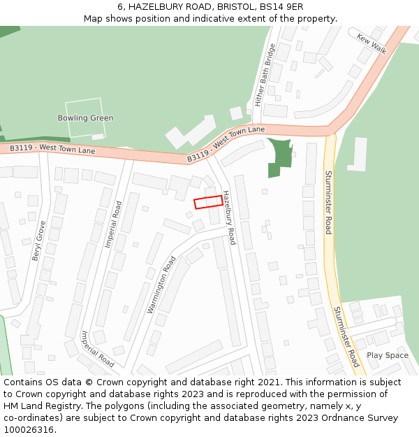 6, HAZELBURY ROAD, BRISTOL, BS14 9ER: Location map and indicative extent of plot