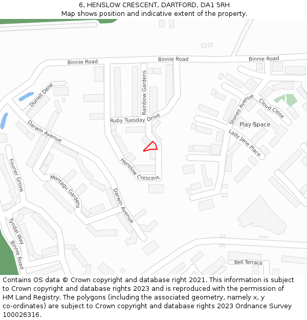 6, HENSLOW CRESCENT, DARTFORD, DA1 5RH: Location map and indicative extent of plot