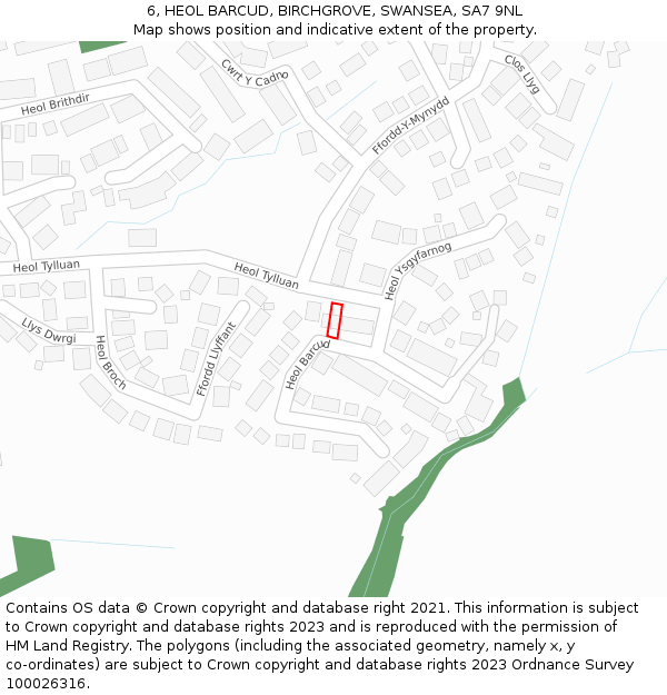 6, HEOL BARCUD, BIRCHGROVE, SWANSEA, SA7 9NL: Location map and indicative extent of plot