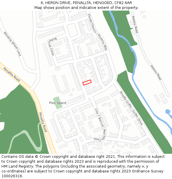 6, HERON DRIVE, PENALLTA, HENGOED, CF82 6AR: Location map and indicative extent of plot