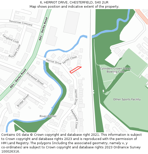 6, HERRIOT DRIVE, CHESTERFIELD, S40 2UR: Location map and indicative extent of plot