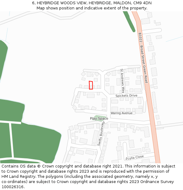 6, HEYBRIDGE WOODS VIEW, HEYBRIDGE, MALDON, CM9 4DN: Location map and indicative extent of plot