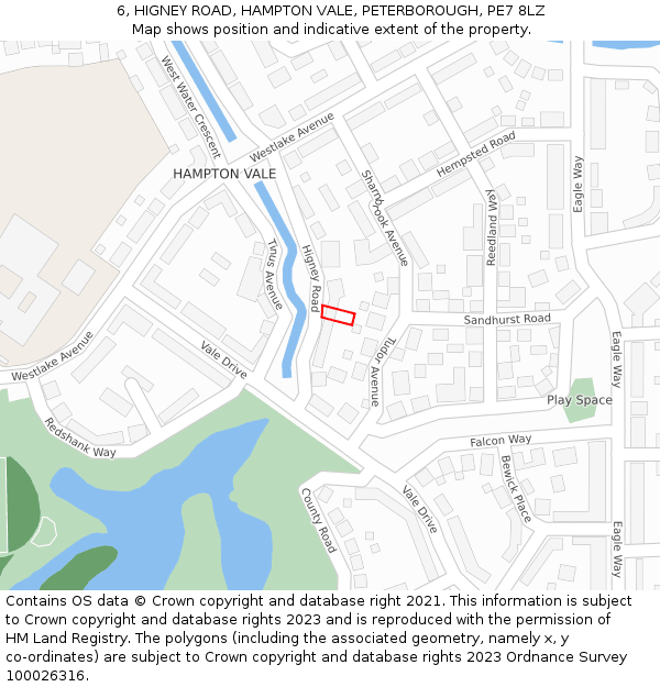 6, HIGNEY ROAD, HAMPTON VALE, PETERBOROUGH, PE7 8LZ: Location map and indicative extent of plot