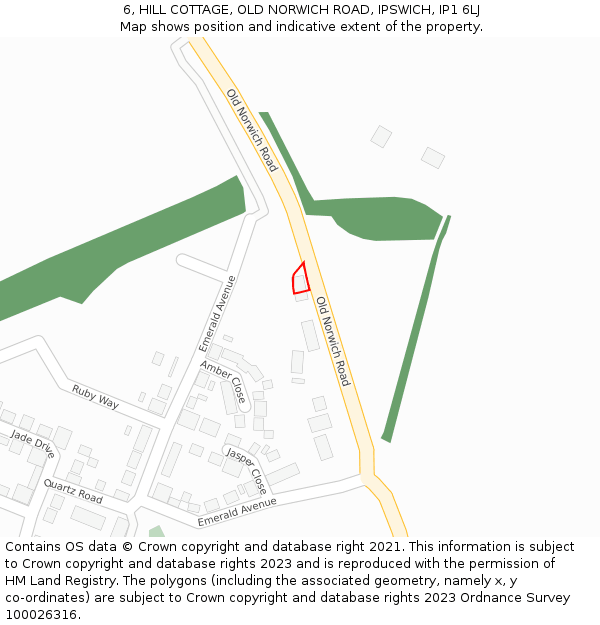6, HILL COTTAGE, OLD NORWICH ROAD, IPSWICH, IP1 6LJ: Location map and indicative extent of plot