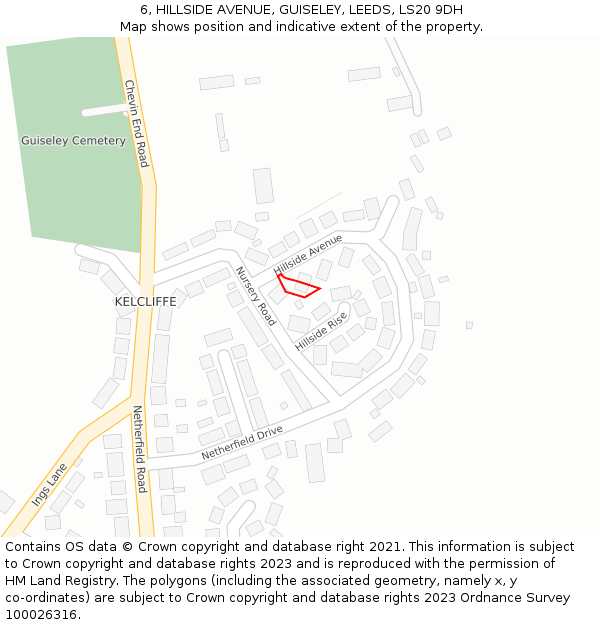 6, HILLSIDE AVENUE, GUISELEY, LEEDS, LS20 9DH: Location map and indicative extent of plot