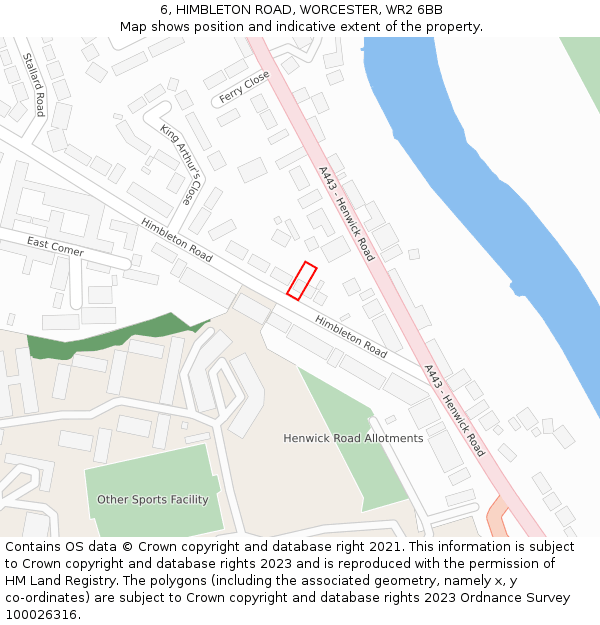 6, HIMBLETON ROAD, WORCESTER, WR2 6BB: Location map and indicative extent of plot