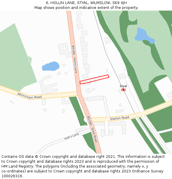 6, HOLLIN LANE, STYAL, WILMSLOW, SK9 4JH: Location map and indicative extent of plot