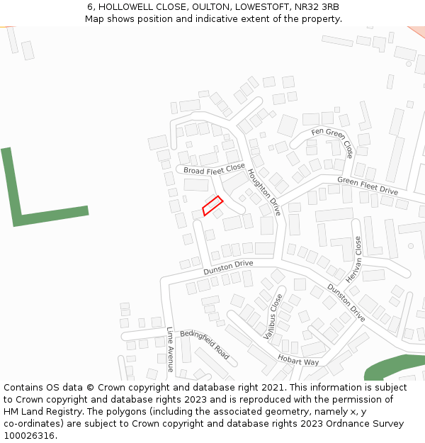 6, HOLLOWELL CLOSE, OULTON, LOWESTOFT, NR32 3RB: Location map and indicative extent of plot